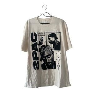 2Pac White Graphic T Shirt Men’s Size XL Officially Licensed Cotton Tee NEW